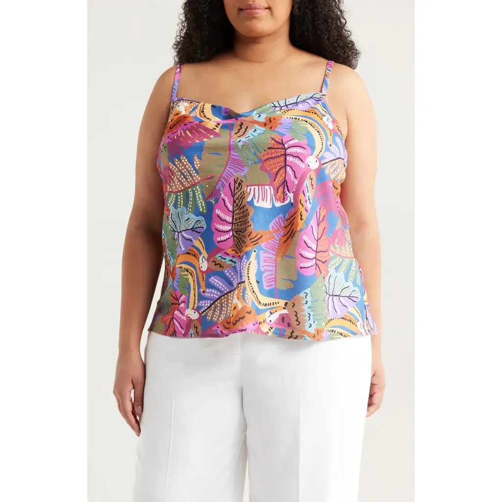 Tropical Print Satin Camisole by Tahari ASL
