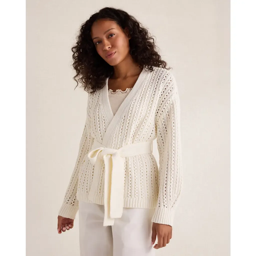 Textured Cotton Blend Belted Cardigan by Haven Well Within
