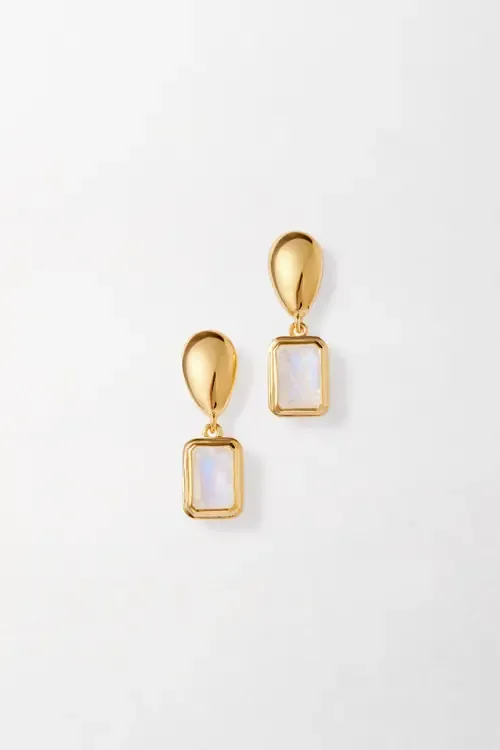 Pebble Birthstone Drop Earrings in Moonstone (june)