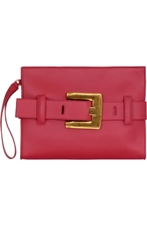 Anthem Smooth Leather Clutch by Balmain