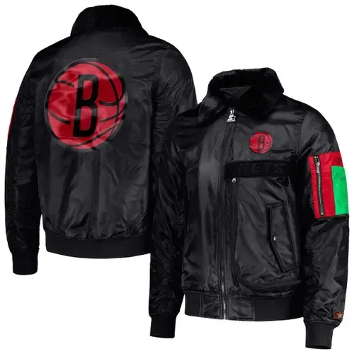 Starter x Ty Mopkins Brooklyn Nets Black History Month Satin Full-Zip Jacket by STARTER