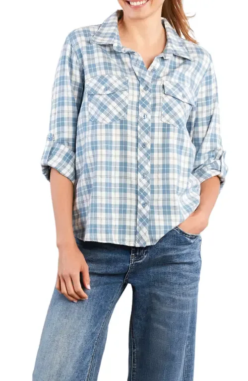 Over the Moon Oversize Cotton Flannel Button-Up Shirt by Billy T