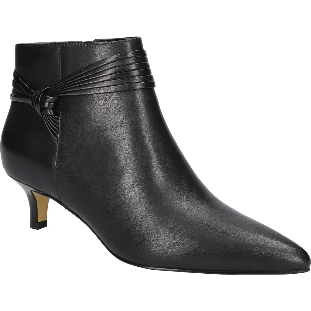 Jani Pointed Toe Bootie in Black Leather by Bella Vita