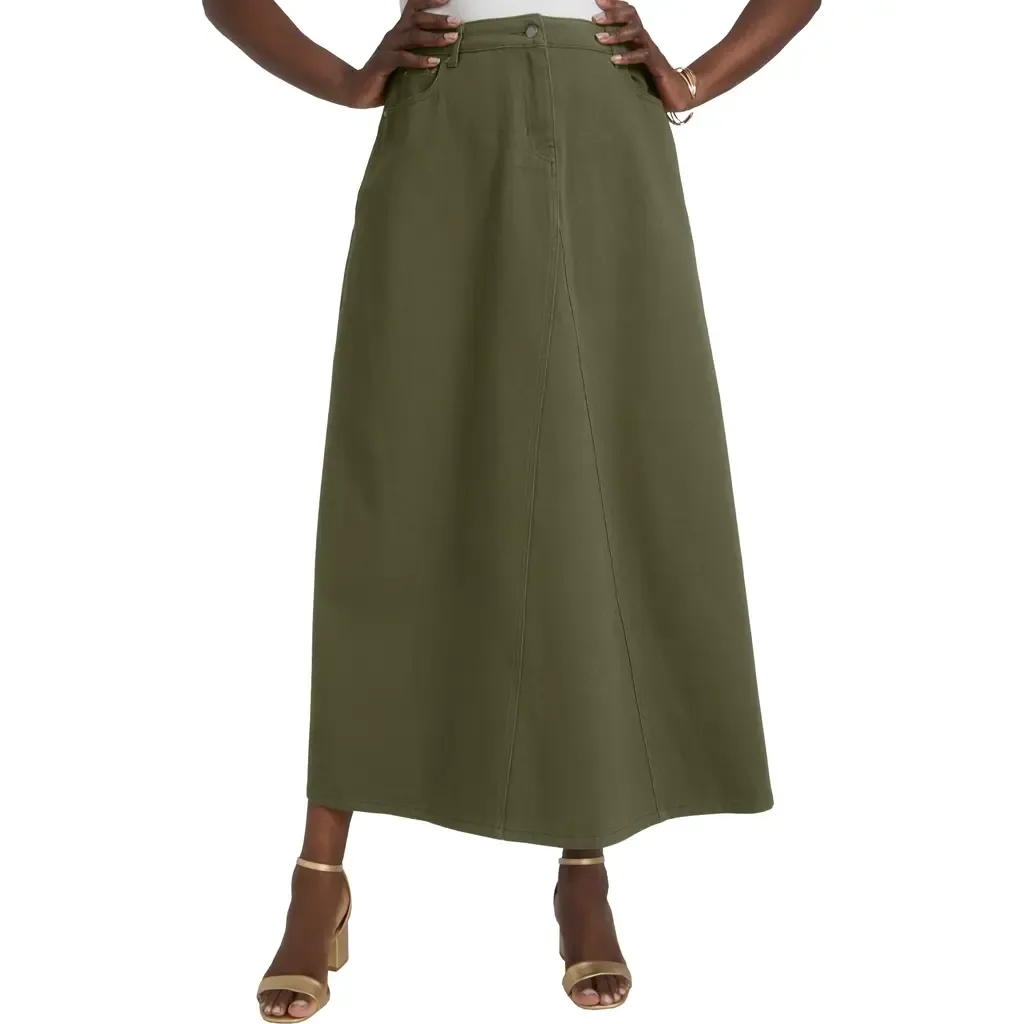 Denim Inset Maxi Skirt by Jessica London