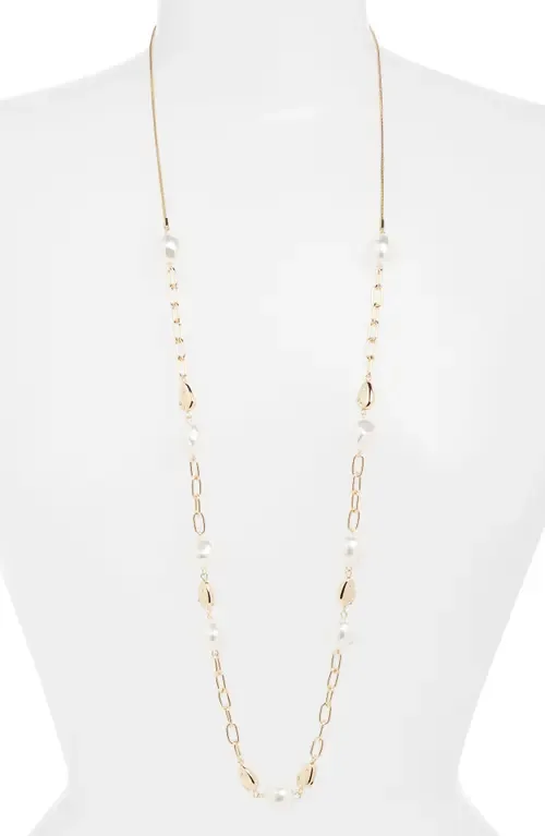 Faux Pearl Station Chain Long Necklace by Nordstrom