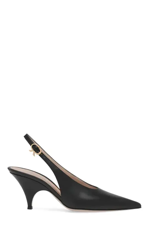 Sofia Sling 70 in Black Leather by Gianvito Rossi