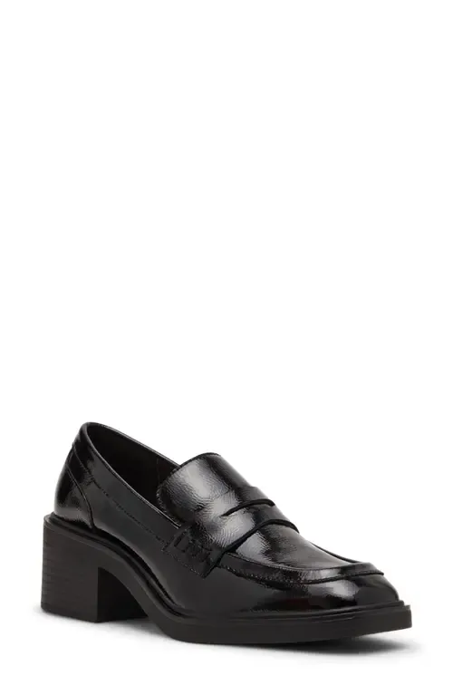 Brisa Waterproof Penny Loafer Pump in Black Leather by Blondo