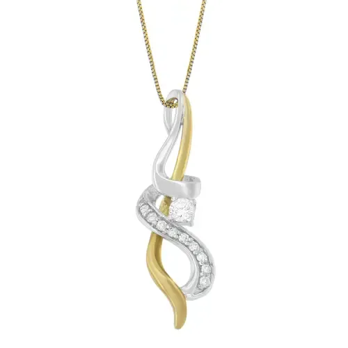Espira 10K Two-Tone Gold 1/5 Cttw Diamond Intertwined Swirl Pendant Necklace by Haus of Brilliance