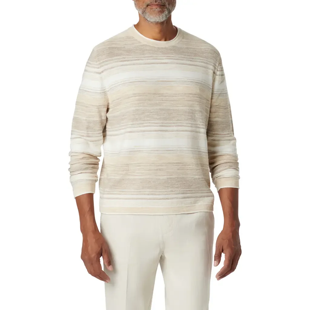 Stripe Crewneck Cotton Sweater by Bugatchi