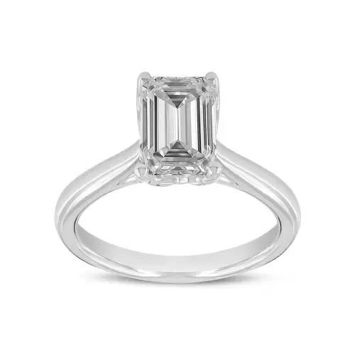 Baroness 14K White Gold Emerald Cut Lab Grown Diamond Engagement Ring - 1.52 Ctw by LuvMyJewelry