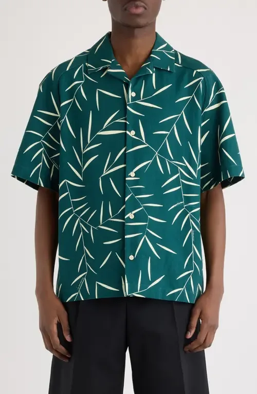 La Chemise Fonccio Foliage Print Camp Shirt
