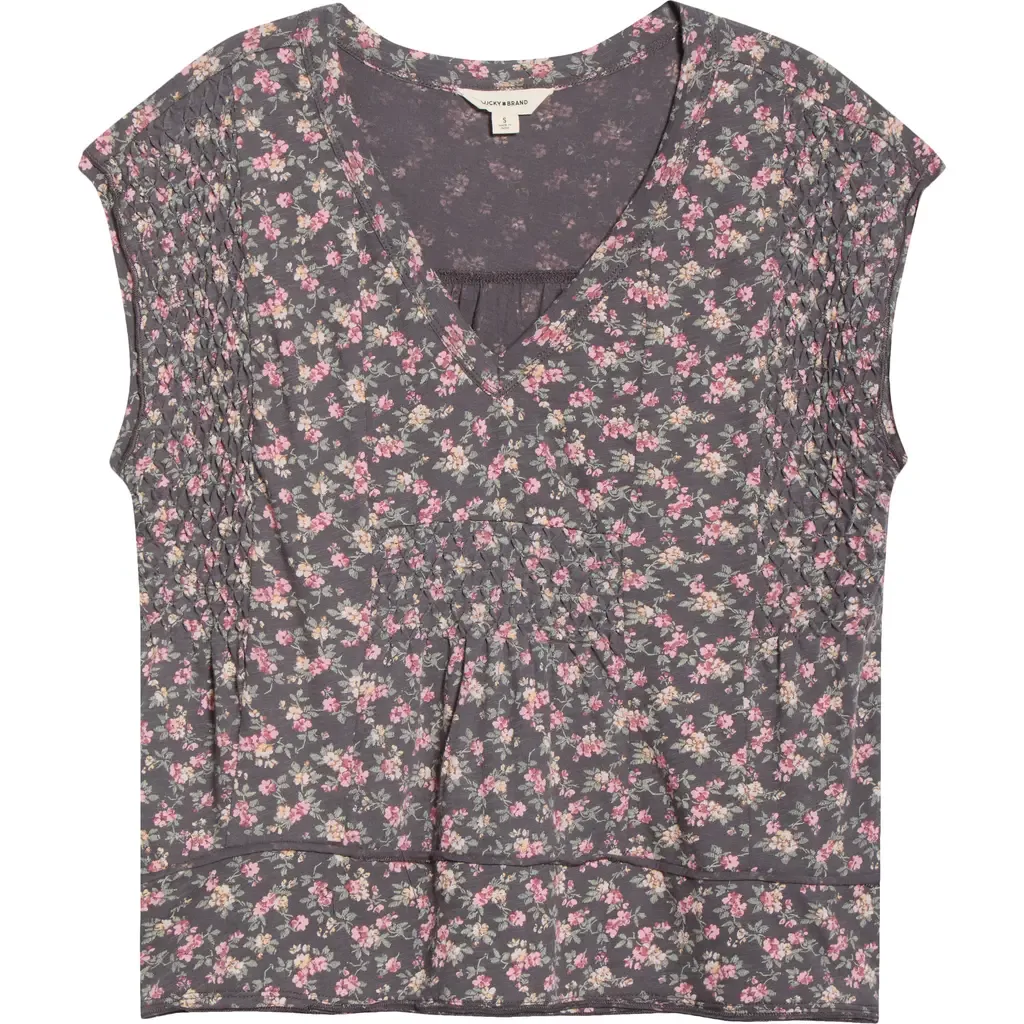 Smocked Dolman Sleeve Swing Top by Lucky Brand