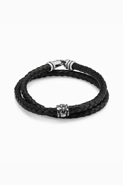 Voyager Leather Bracelet in Sterling Silver by Oradina