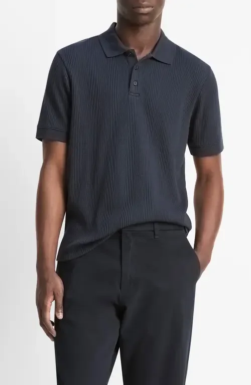 Textured Stretch Cotton Polo by Vince