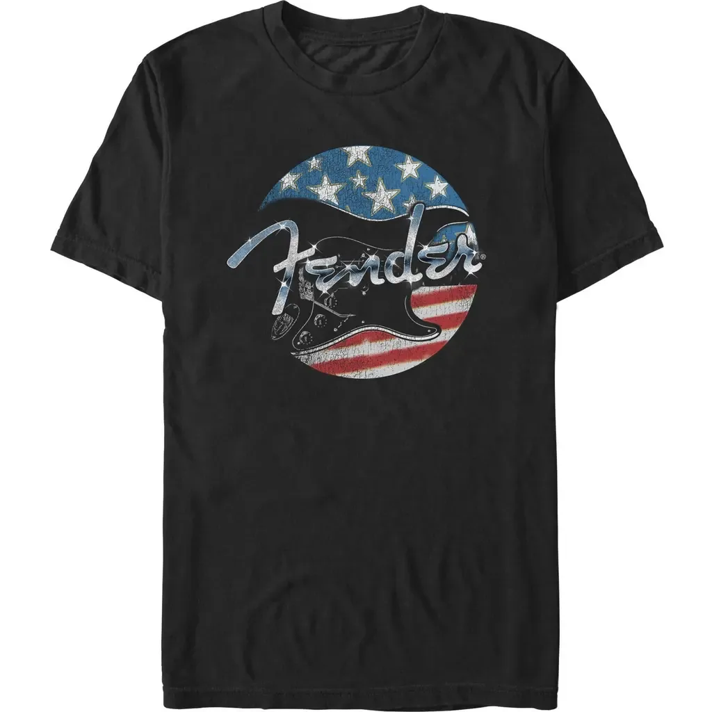 Distressed Black and White Flag Short Sleeve Graphic T-Shirt