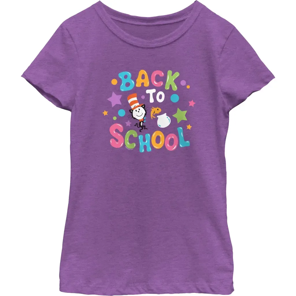 Colorful Back to School Graphic Short Sleeve T-Shirt by Dr. Seuss