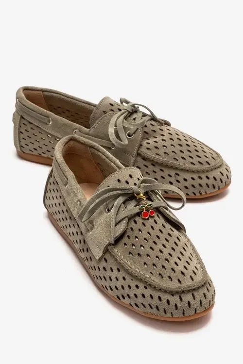 Stevo Leather Lace Up Loafer in Green Suede by Forever & Always Shoes