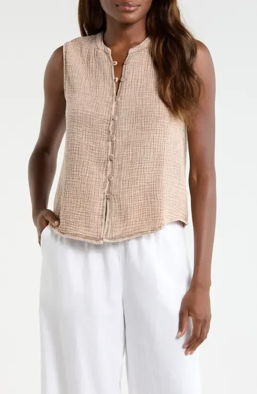 Ava Cotton Gauze Button-Up Tank by Splendid