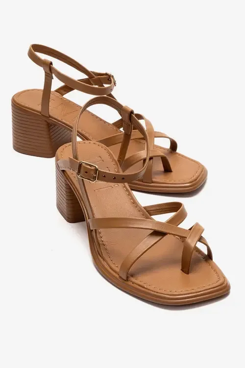 Lavish Leather Block Heel Sandal by Forever & Always Shoes