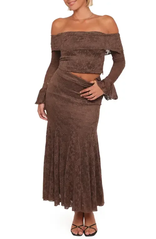 Bromley Lace Off the Shoulder Top & Maxi Skirt Set by Petal & Pup