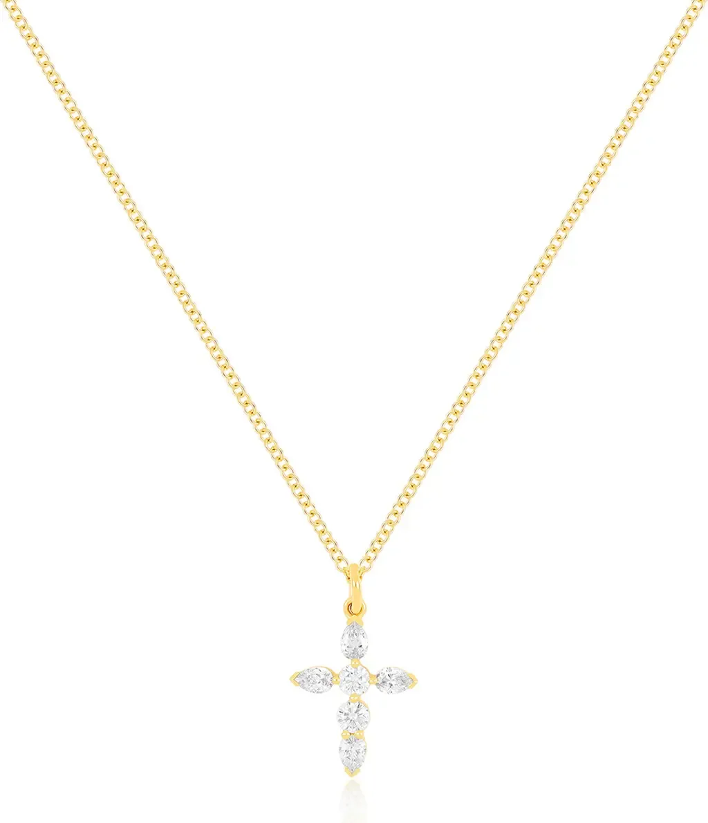 Diamond Cross Pendant Necklace by EF Collection