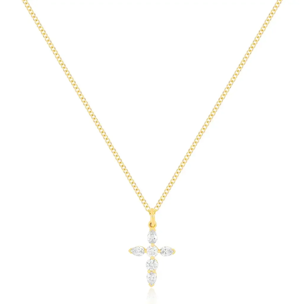 Diamond Cross Pendant Necklace by EF Collection