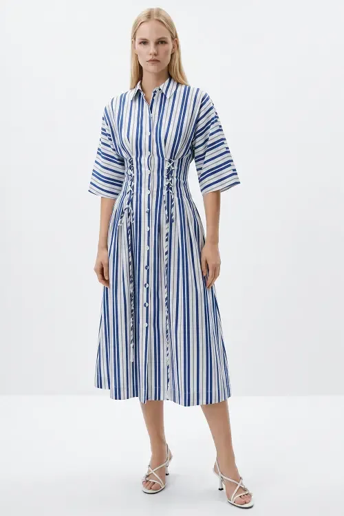 Deryll Tie Detail Regular Midi Dress by Exquise
