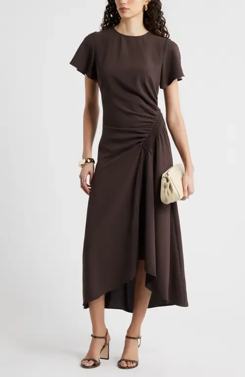 Split Sleeve Side Smocked Midi Dress by Nordstrom