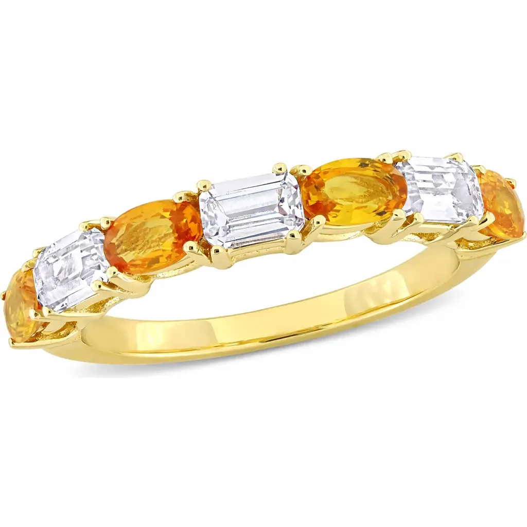 Sapphire & White Sapphire Semi-Eternity Ring 14k by Julianna B.