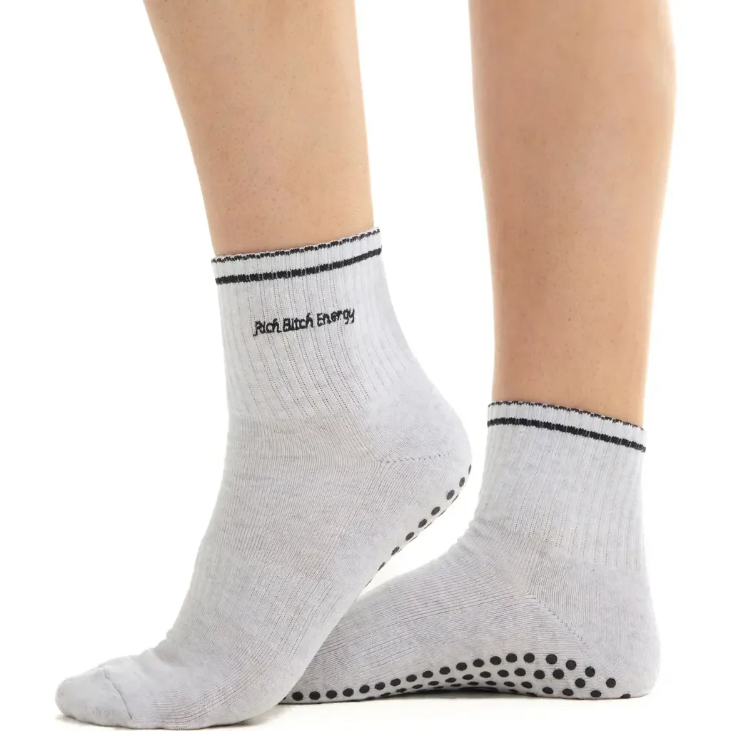 Rich Bitch Energy Ankle Grip Socks by Souls.