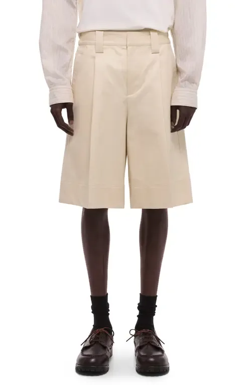 Relaxed Fit Pleat Front Chino Shorts by Helmut Lang