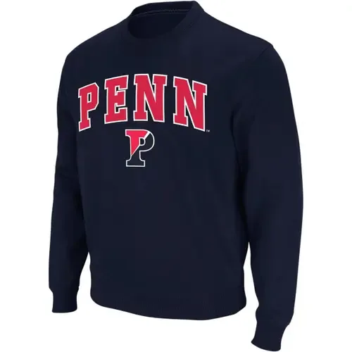 Colosseum Navy Pennsylvania Quakers Arch & Logo Crew Neck Sweatshirt by COLOSSEUM