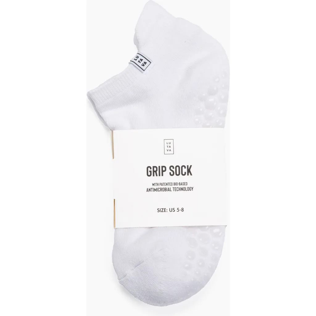 Antimicrobial Grip Sock- White Ankle with Clear Grip - 2 Pack by Lutava