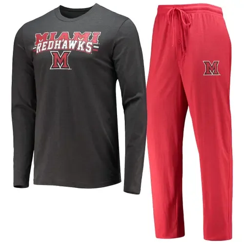 Concepts Sport Miami University RedHawks Meter Long Sleeve T-Shirt & Pants Sleep Set by CONCEPTS SPORT