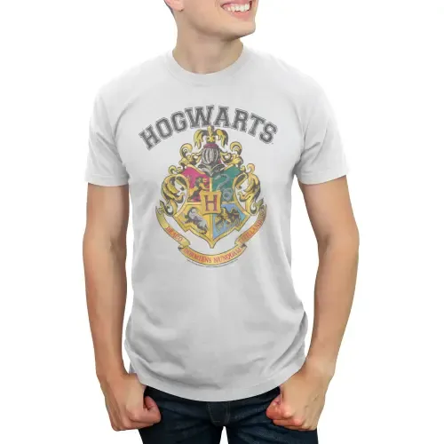 Distressed Collegiate Hogwarts Crest Short Sleeve Graphic T-Shirt by HARRY POTTER