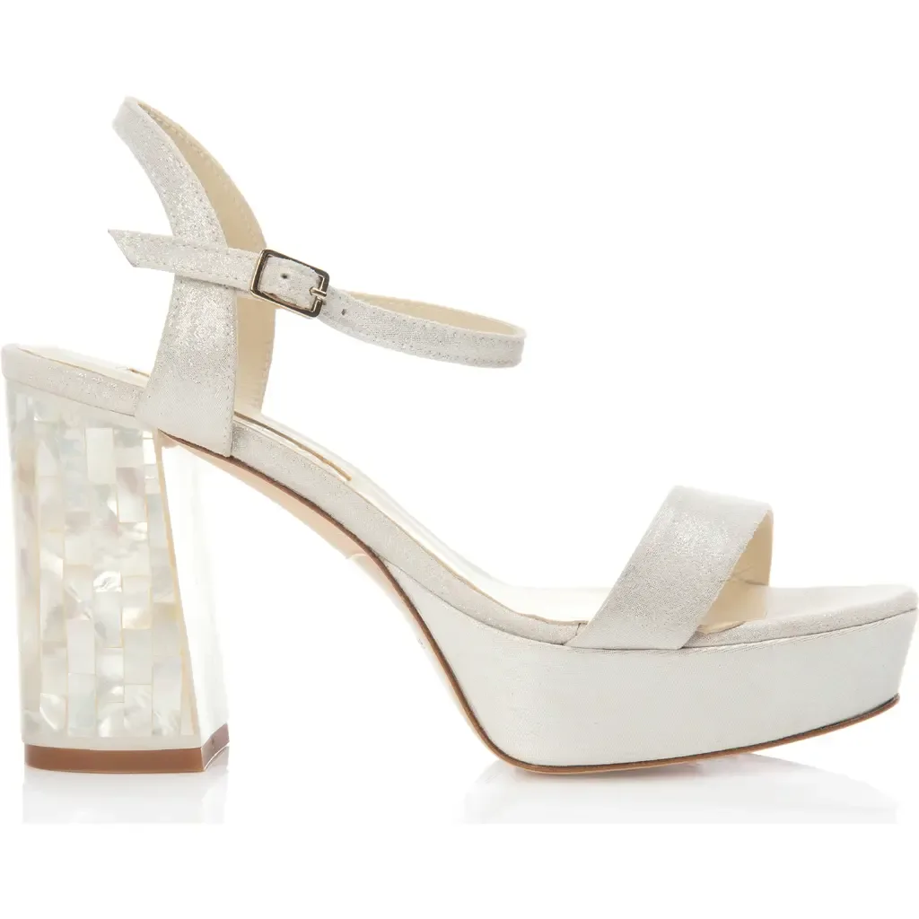 GiGi Ivory Ankle Strap Pearl Heel Sandal