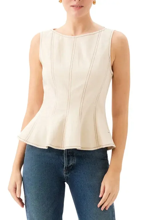 Zoyla Contrast Stitch Peplum Top