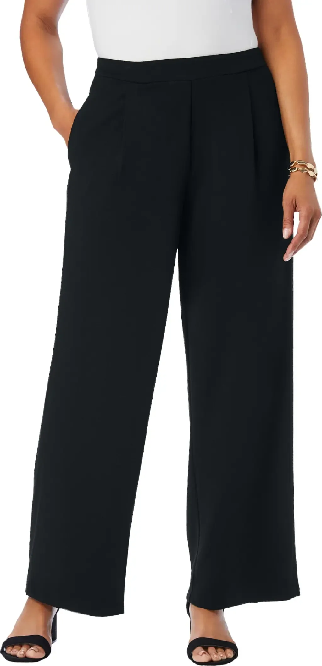 Stretch Knit Crepe Wide Leg Pant