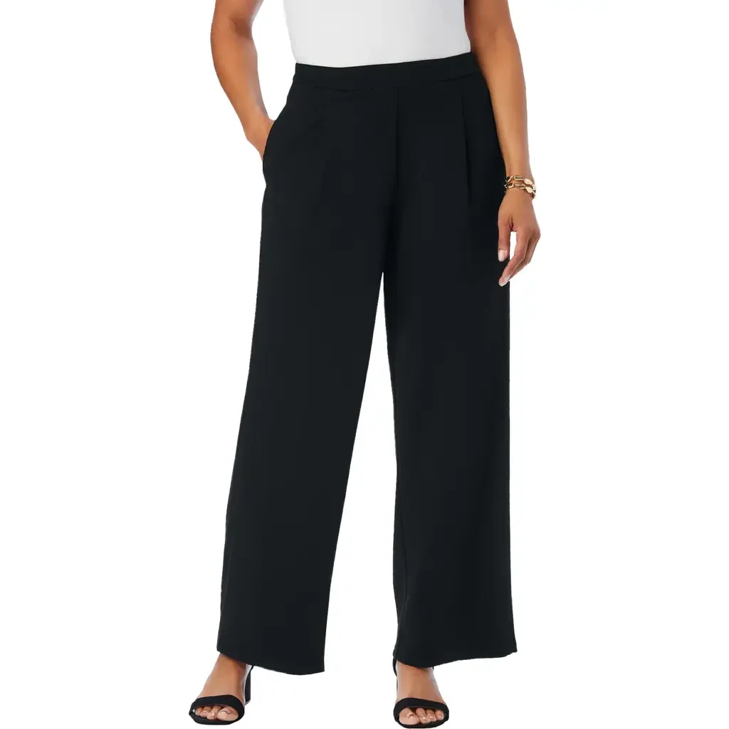Stretch Knit Crepe Wide Leg Pant by Jessica London