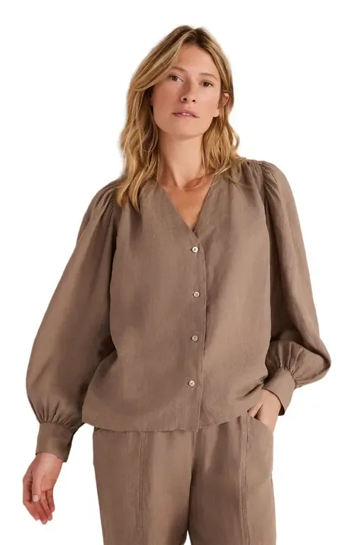 Linen V-Neck Blouse by Haven Well Within
