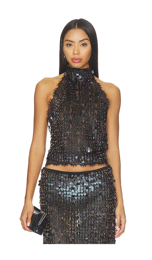 Darcy Sequin Embellished Lace Top by SIEDRES