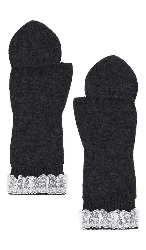 Compact Wool Lace Mittens by Ganni