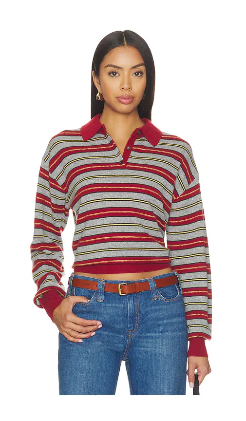 Collegiate Stripe Polo Sweater by Guest In Residence