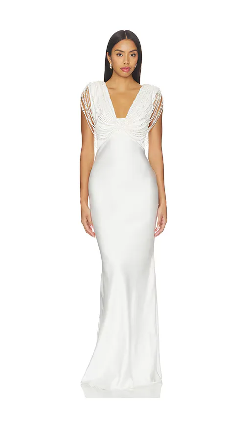Liza Satin Embroidery Long Dress by PatBO