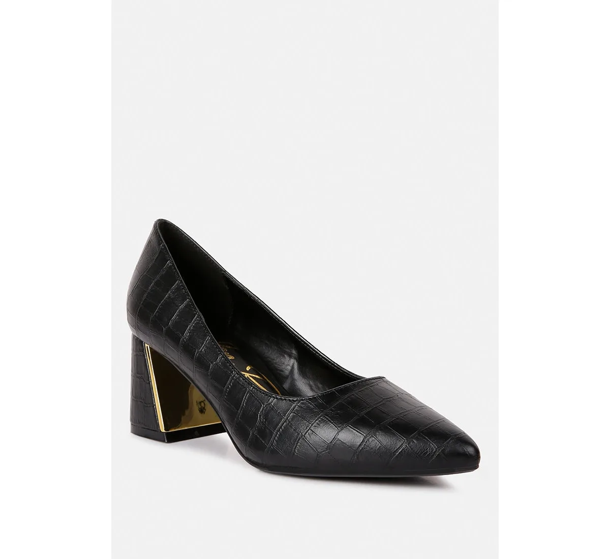 Emersyn Croc Block Heel Pump by London Rag