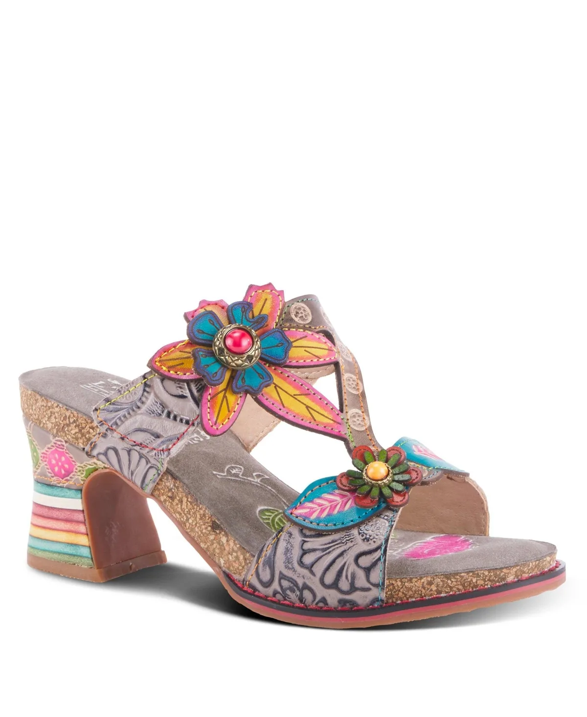 Rossie Slide Sandal with Hand-Painted Leather by L'artiste