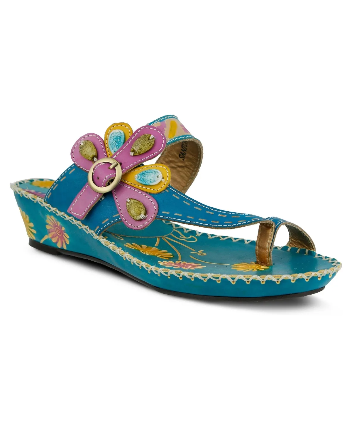 Spring Step Santorini Wedge Toe Ring Sandal with Vamp by L'artiste