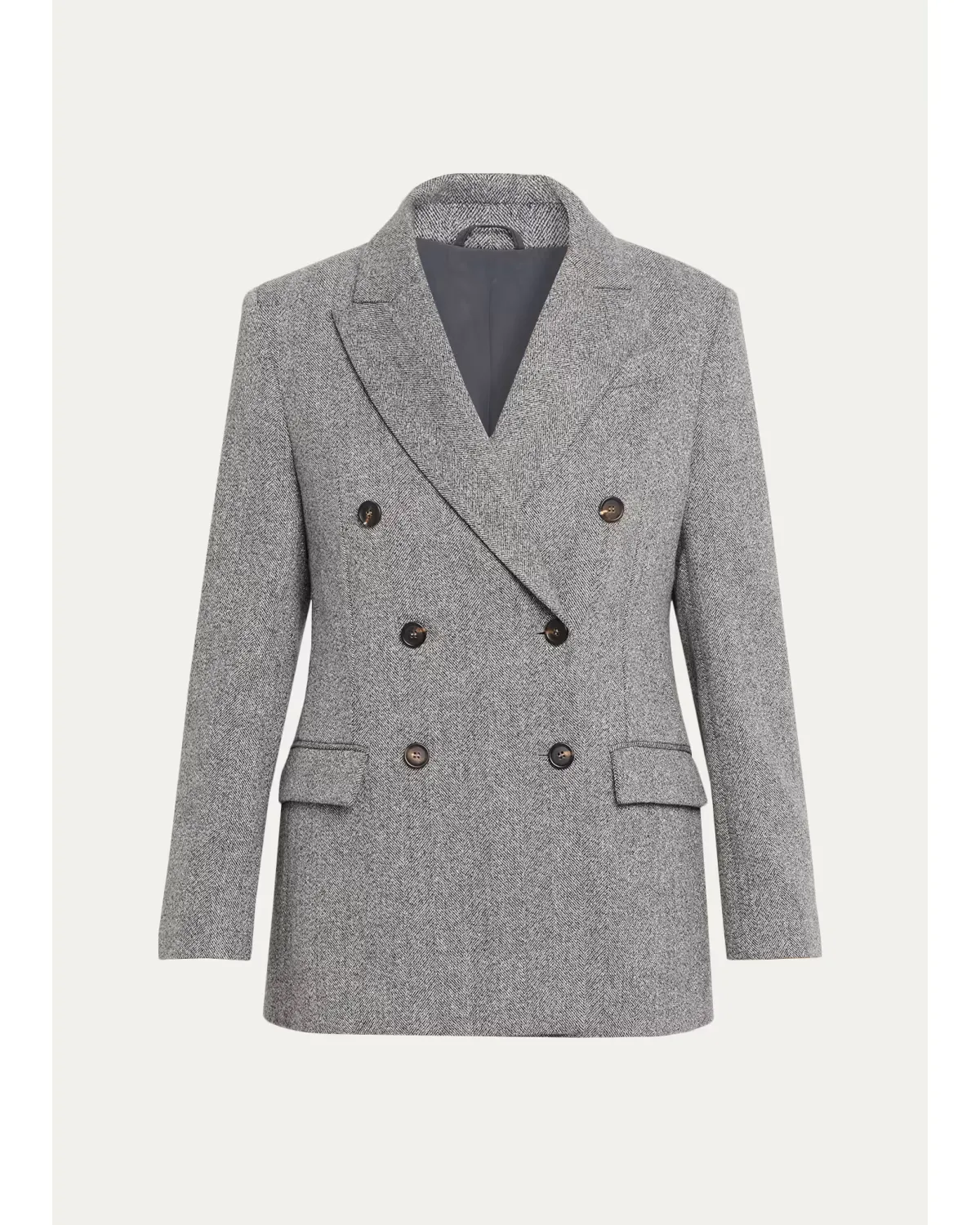 Wool-Mohair Herringbone Blazer by Brunello Cucinelli