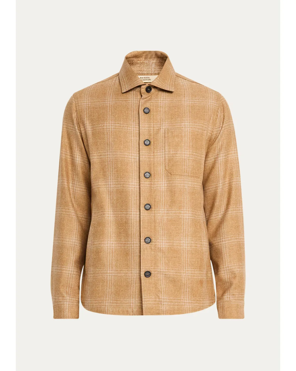 Wool, Silk and Cashmere Plaid Overshirt by Maurizio Baldassari