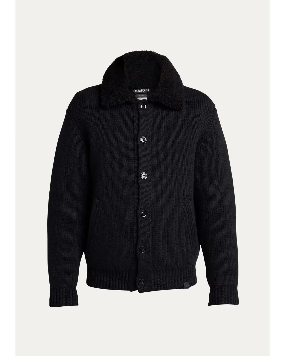 Shearling-Collar Cashmere Knit Cardigan by Tom Ford